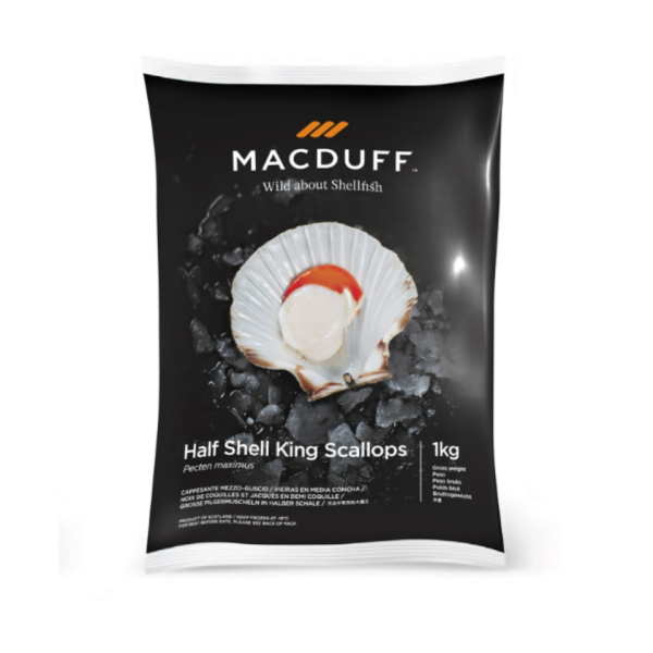Half shell king scallop 1kg bag {Pecten maximus}